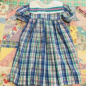 Monday’s child seersucker plaid 1990s big collar Easter dress ankle length